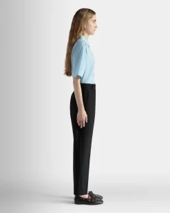 Straight Fit Pants in Black Wool