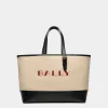 Summer Capsule Tote In Natural And Navy Blue Canvas And Leather