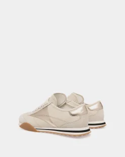 Sussex Sneaker In White And Gold Leather