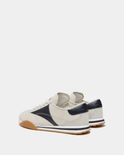 Sussex Sneaker In White And Navy Blue Leather