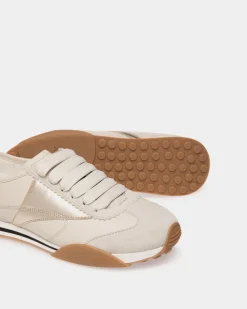 Sussex Sneaker In White And Gold Leather