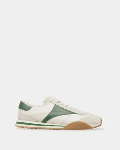 Sussex Sneakers In Dusty White And Kelly Green Leather