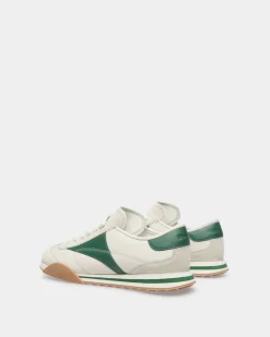 Sussex Sneakers In Dusty White And Kelly Green Leather