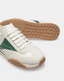 Sussex Sneakers In Dusty White And Kelly Green Leather