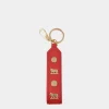 Swissness Keychain With Studs In Candy Red Leather