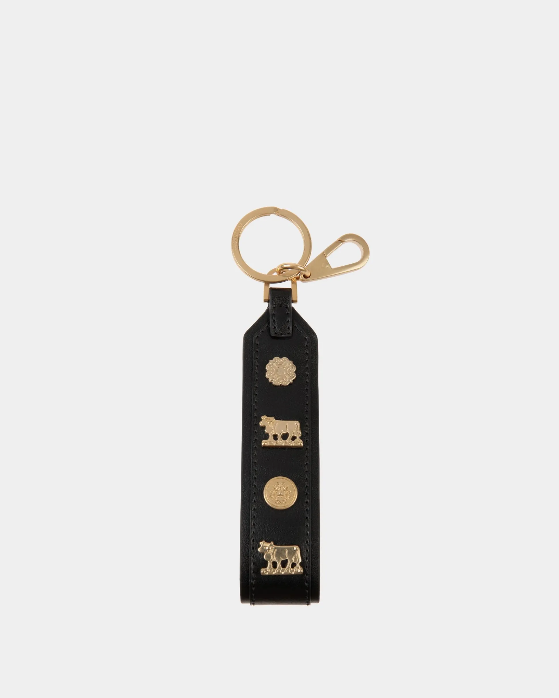Swissness Keychain With Studs In Black Leather