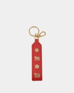Swissness Keychain With Studs In Candy Red Leather
