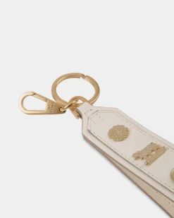 Swissness Keychain With Studs In White Leather