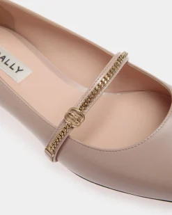 Sylt Mary-Jane Pump In Light Beige Brushed Leather