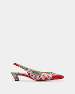 Sylt Slingback Pump in Strawberry Print Brushed Leather
