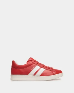 Tennis Sneaker In Candy Red And White Leather
