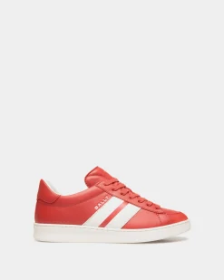 Tennis Sneaker In Candy Red And White Leather