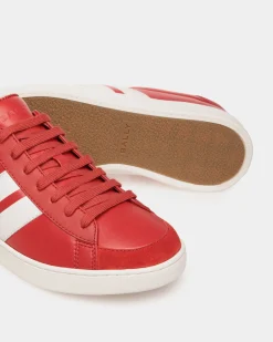Tennis Sneaker In Candy Red And White Leather