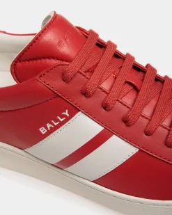 Tennis Sneaker In Candy Red And White Leather
