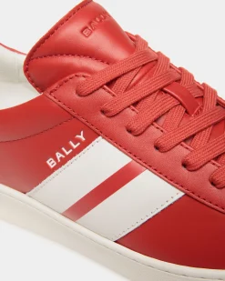 Tennis Sneaker In Candy Red And White Leather