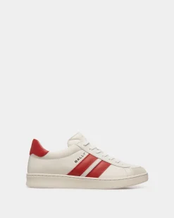 Tennis Sneaker in White and Candy Red Leather