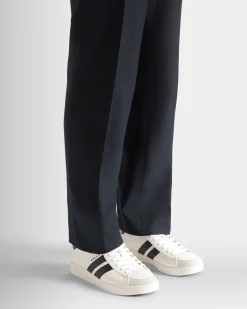 Tennis Sneaker in White and Black Leather