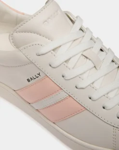 Tennis Sneaker in White and Baby Pink Leather