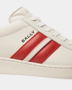 Tennis Sneaker in White and Candy Red Leather