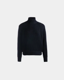 Turtle Neck in Navy Blue Cotton
