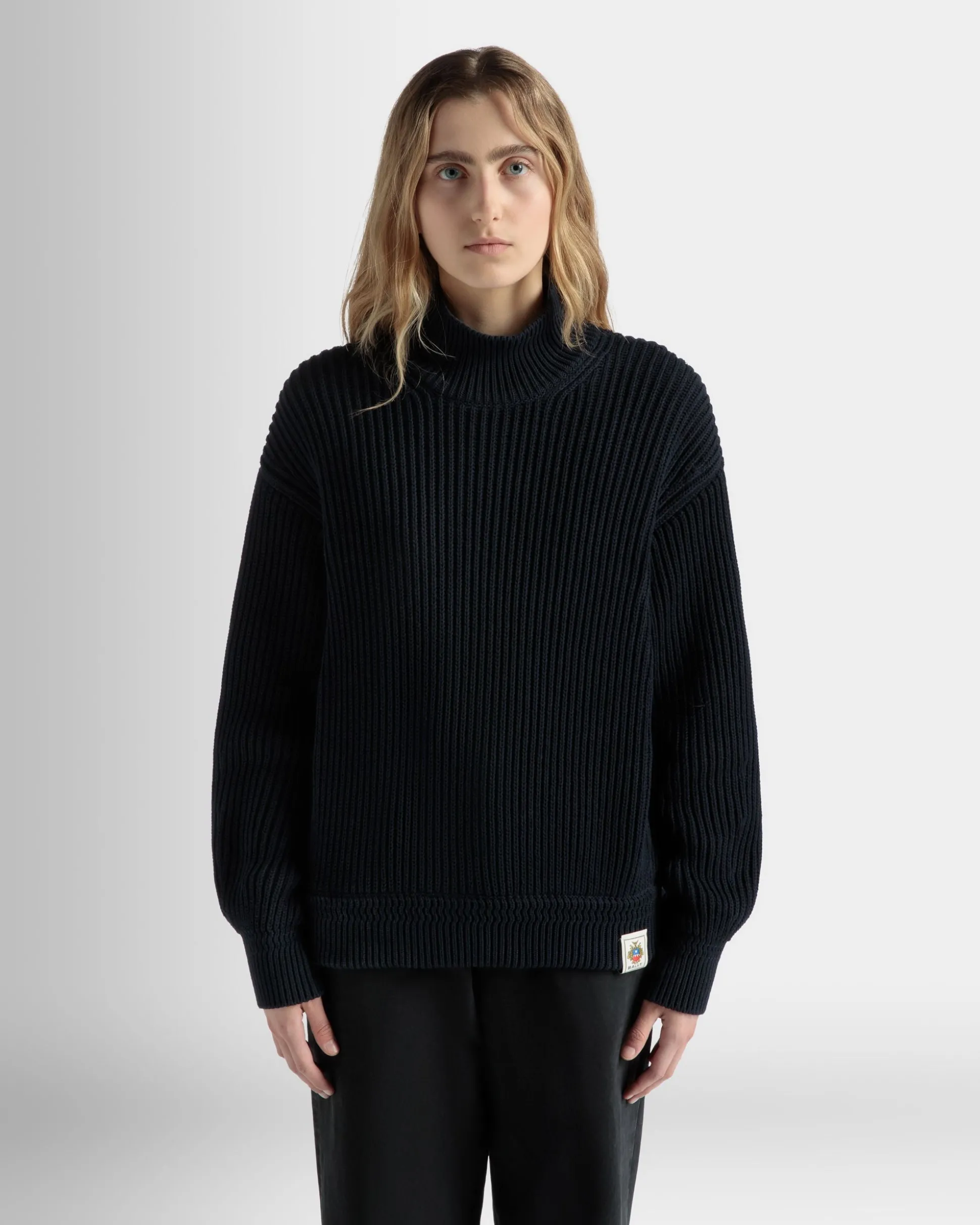 Turtle Neck in Navy Blue Cotton