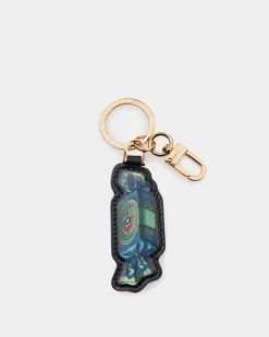 Unda Keychain In Choco-Candy Print Leather