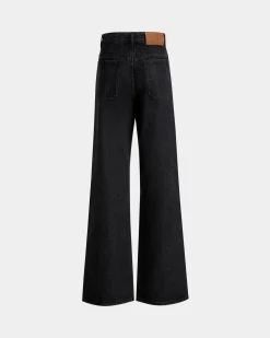 Wide-Leg Denim Pants In Grey Cotton
